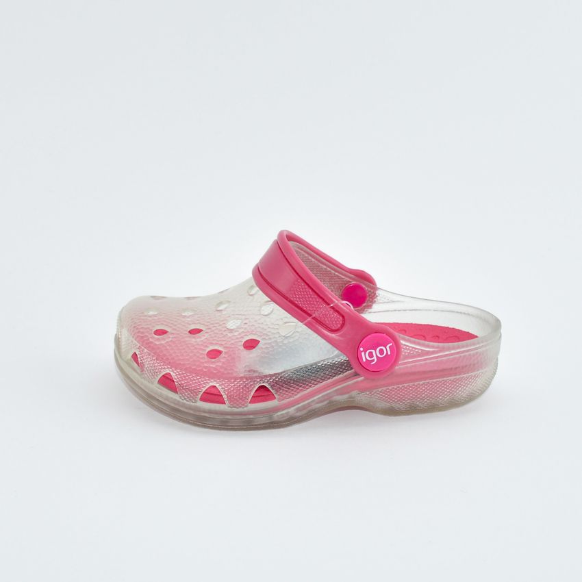 Igor S10116 sandalo da bambina crocs trasparente fucsia