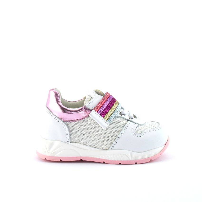 Walkey 41183 sneakers bimba primi passi bianco rosa arcobaleno