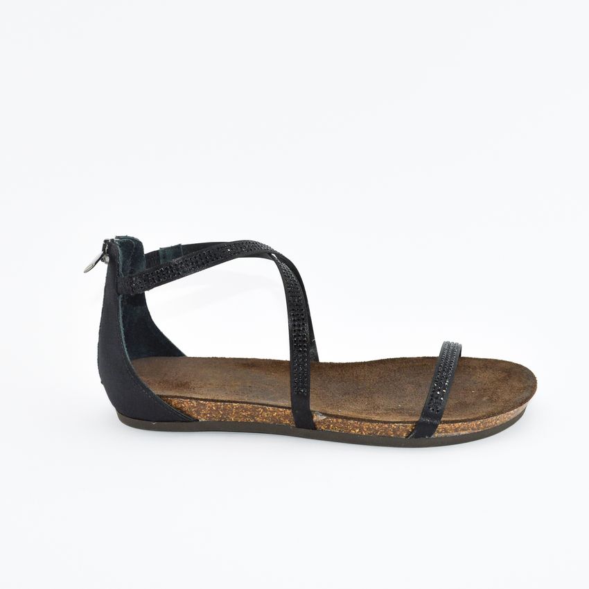 Taddeucci 43867 sandalo sughero e strass raso nero
