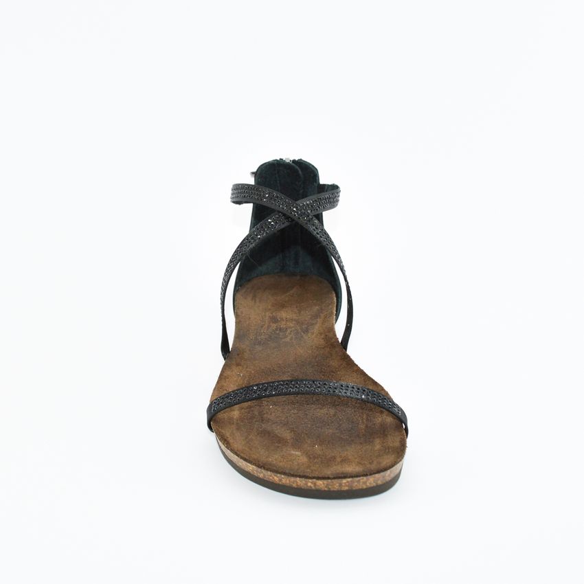 Taddeucci 43867 sandalo sughero e strass raso nero