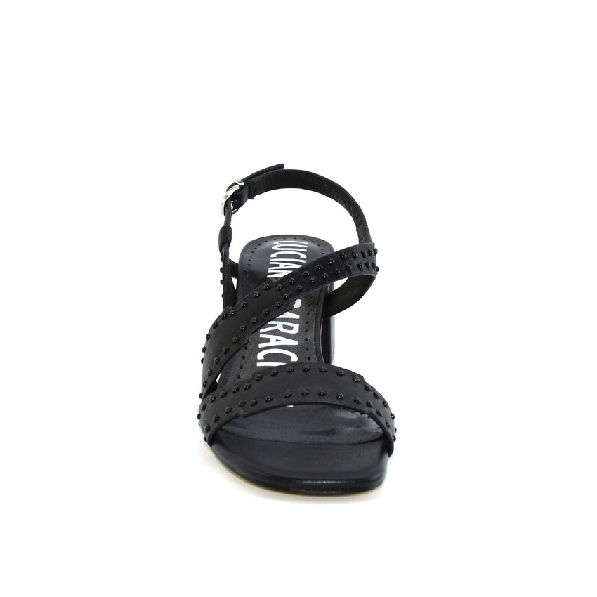 Barachini EE141L sandalo tacco medio nero microborchie