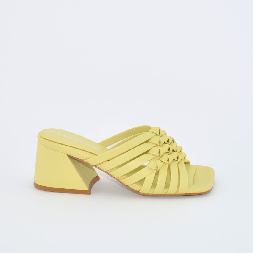 Barachini LL101H sandalo tacco medio  con nodi giallo sole