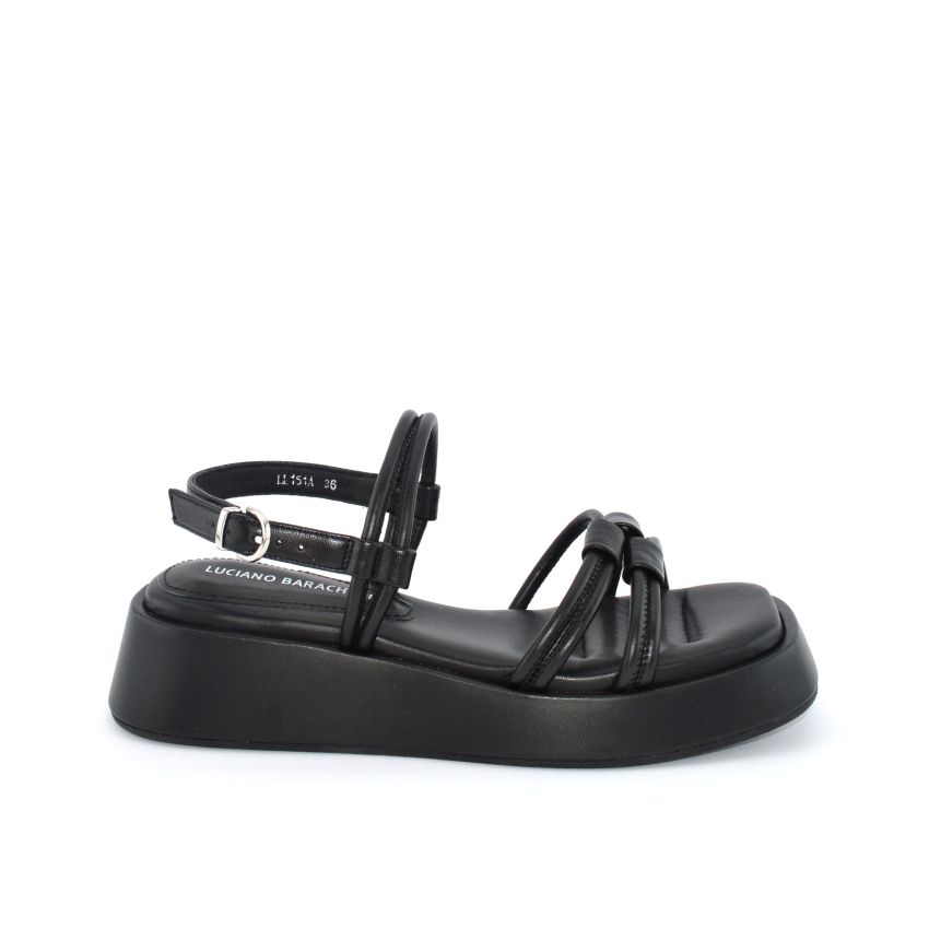 Barachini LL151A sandalo platform nero con cinturini spessi