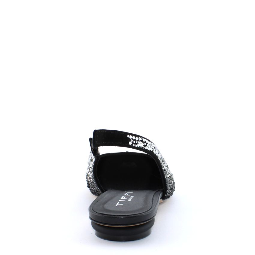 Tiffi J105/10 chanel in camoscio nera con strass
